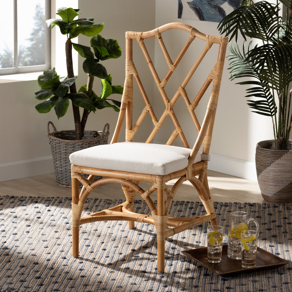 bali & pari Sonia Modern and Contemporary Natural Finished Rattan Dining Chair