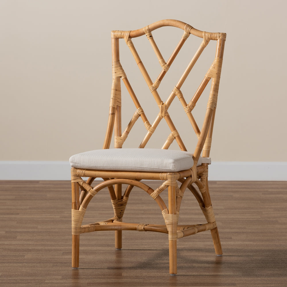bali & pari Sonia Modern and Contemporary Natural Finished Rattan Dining Chair