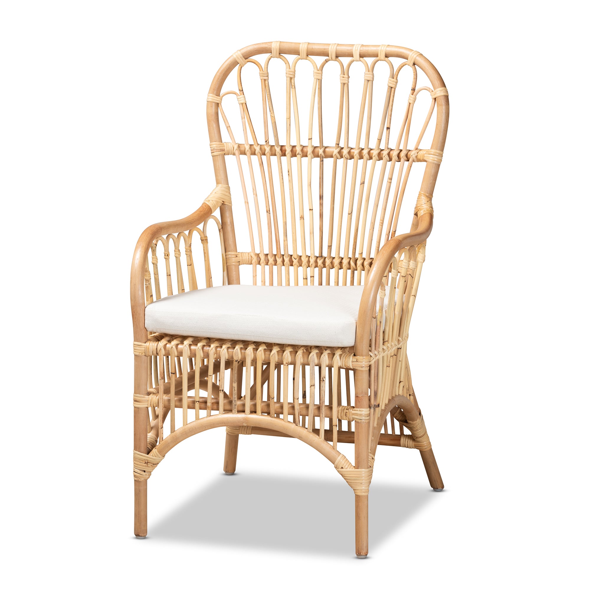 bali & pari Aya Modern and Contemporary Natural Finished Rattan Armchair
