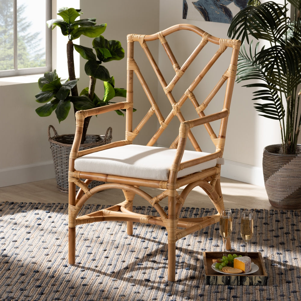 bali & pari Delta Modern and Contemporary Natural Finished Rattan Dining Chair