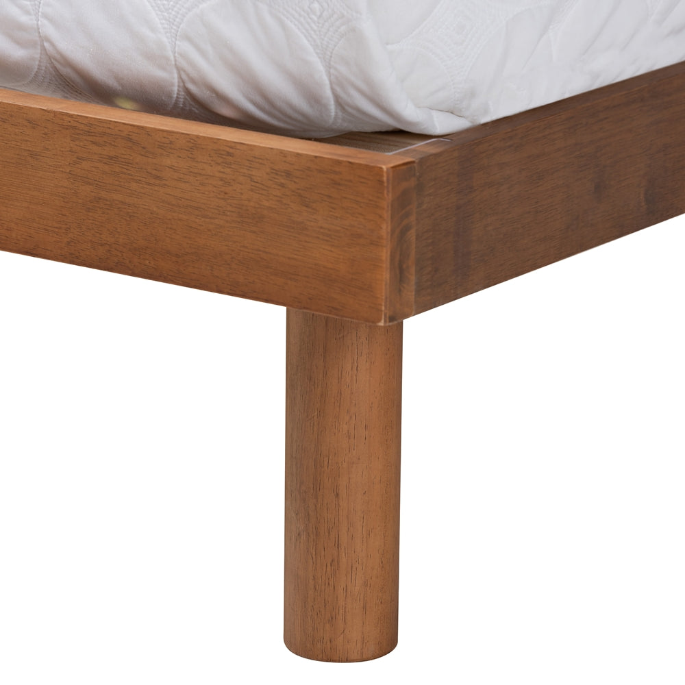 Bean Full Walnut Wood Bed – Sleek Platform Style & USB Charging