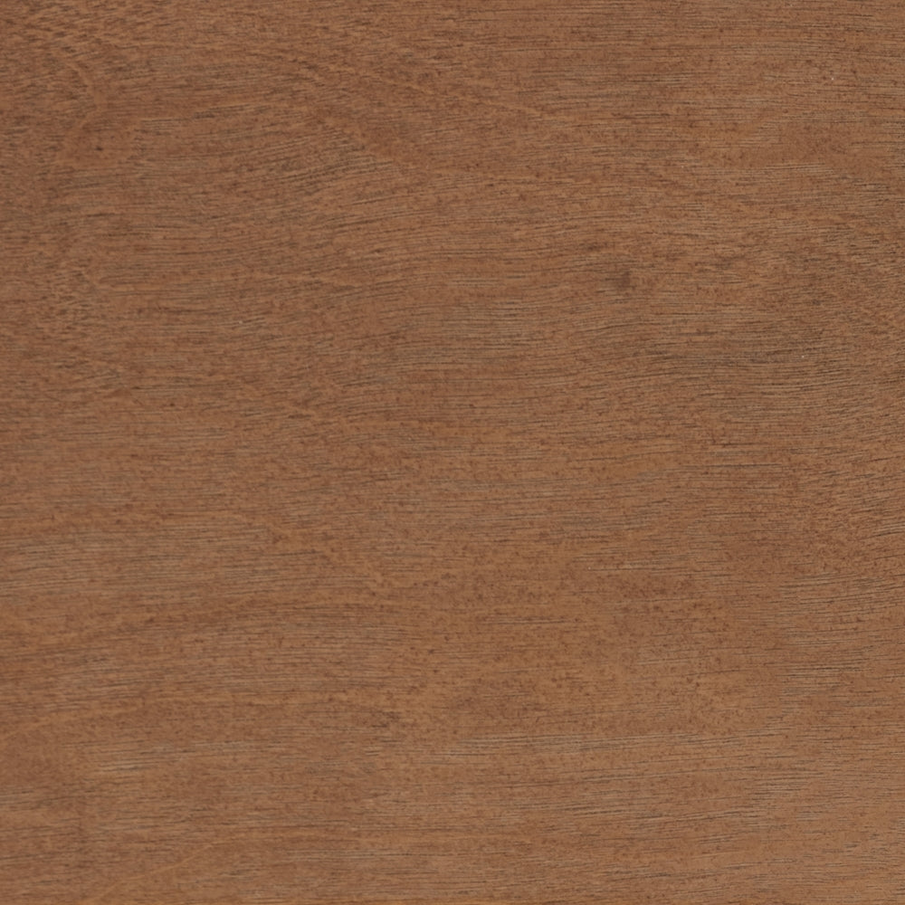 Gomer Walnut Brown Full Platform Bed – Mid-Century Wood Bed with Charging Port