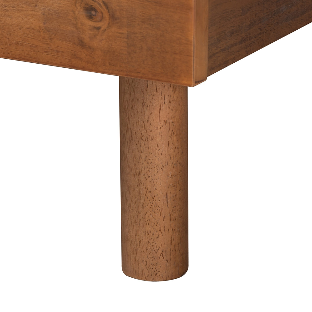 Theon King Walnut Wood Platform Bed – Mid-Century Modern Frame