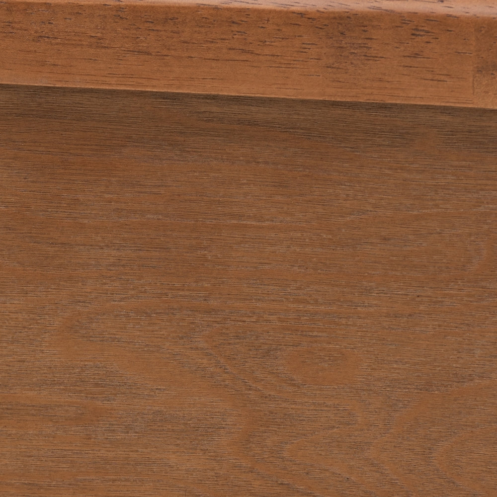 Andy Full Platform Bed Walnut Finish – Mid-Century Modern with Rattan Headboard