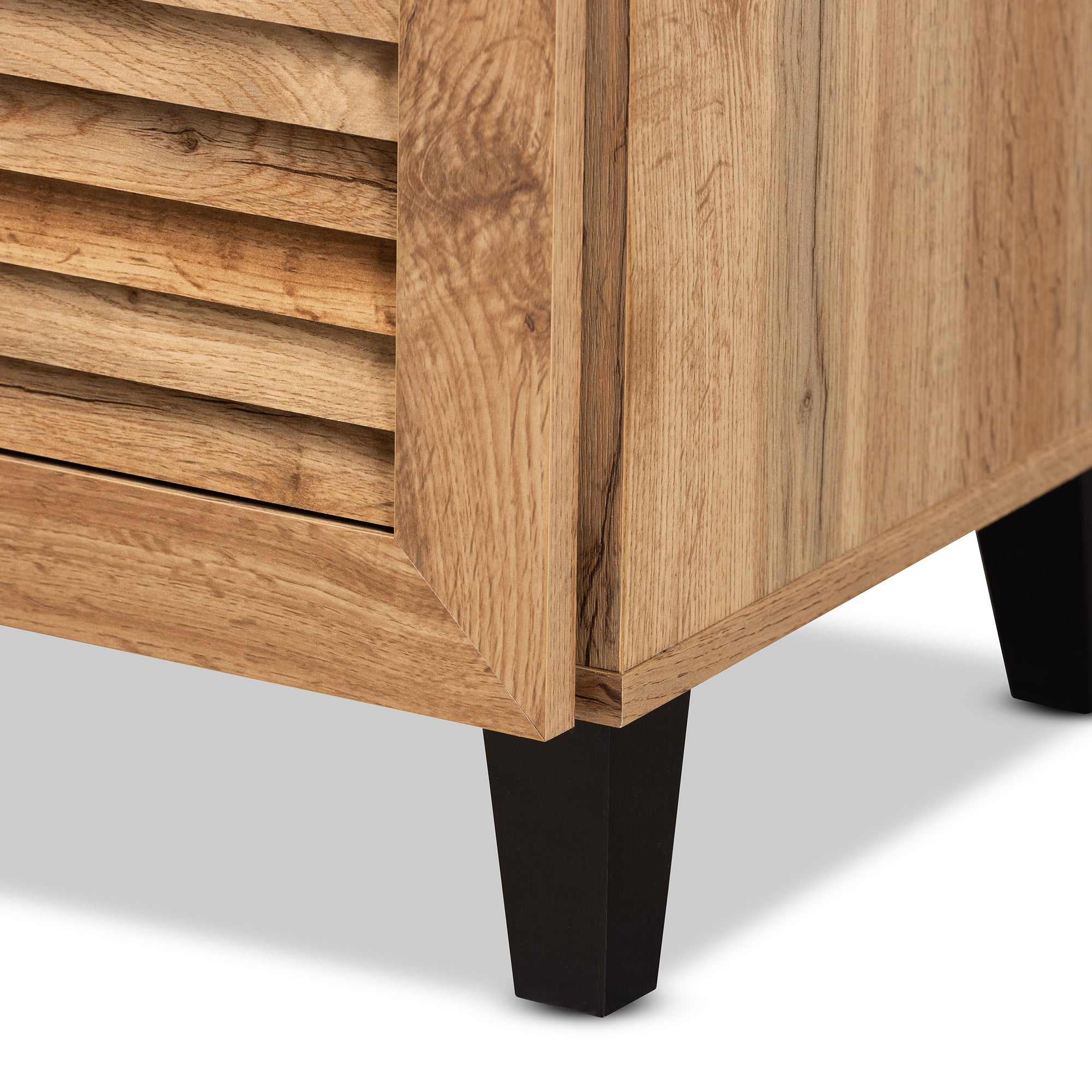 Coolidge Modern and Contemporary Oak Brown Finished Wood 3-Door Shoe Storage Cabinet with Drawer
