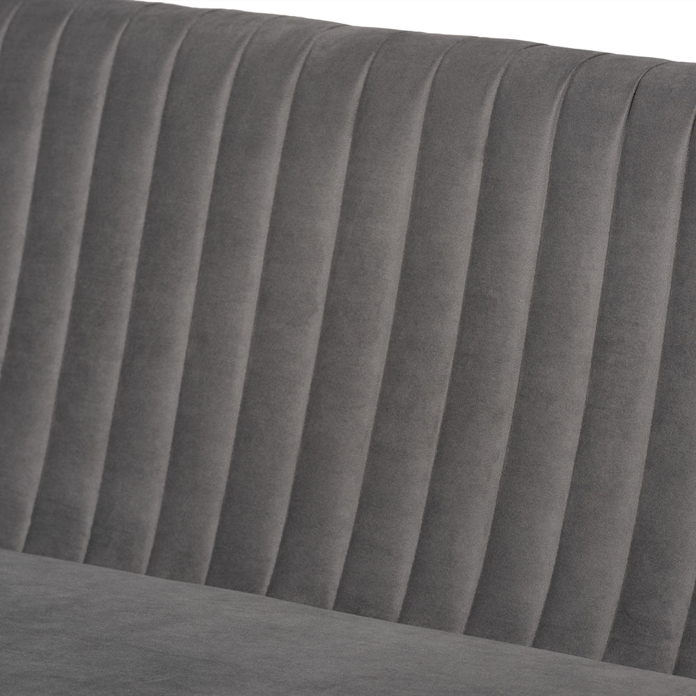 Alvis Mid-Century Modern Grey Velvet Upholstered and Walnut Brown Finished Wood 2-Piece Dining Nook Banquette Set