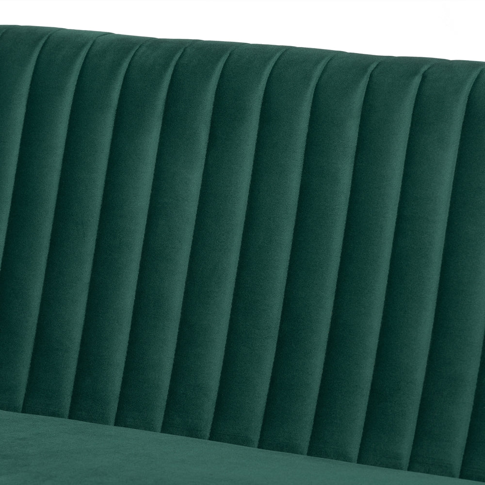 Alvis Mid-Century Modern Emerald Green Velvet Upholstered and Walnut Brown Finished Wood 3-Piece Dining Nook Set