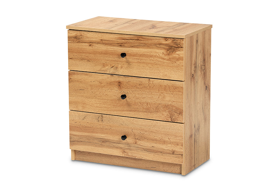 Decon Modern and Contemporary Oak Brown Finished Wood 3-Drawer Storage Chest