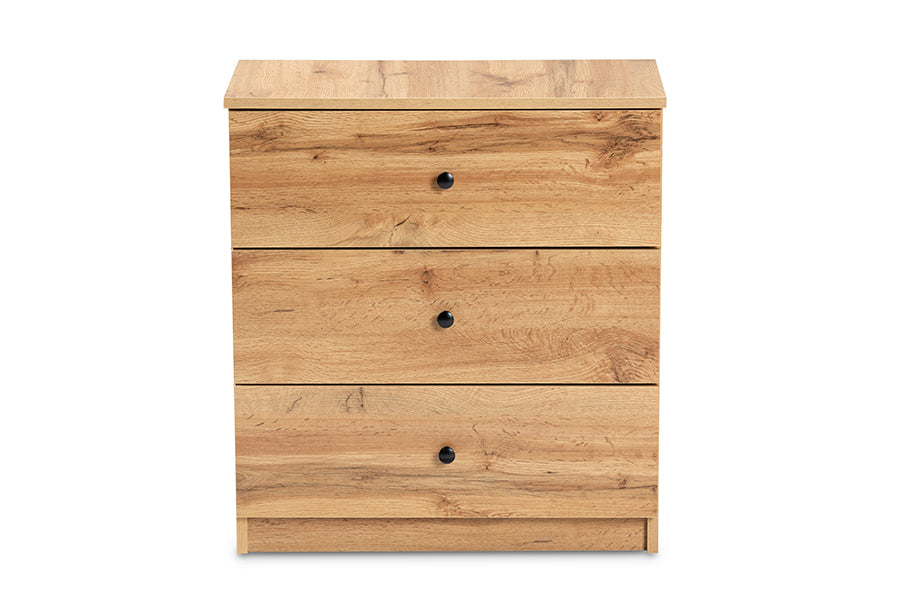 Decon Modern and Contemporary Oak Brown Finished Wood 3-Drawer Storage Chest