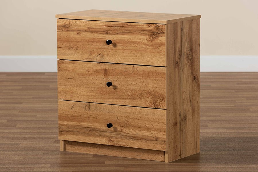 Decon Modern and Contemporary Oak Brown Finished Wood 3-Drawer Storage Chest