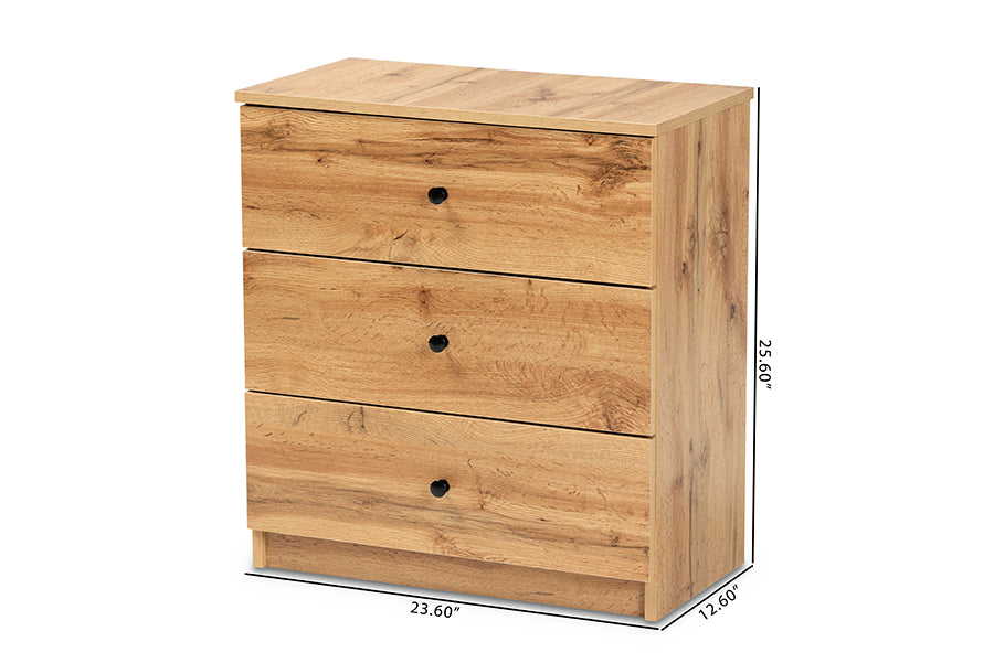 Decon Modern and Contemporary Oak Brown Finished Wood 3-Drawer Storage Chest