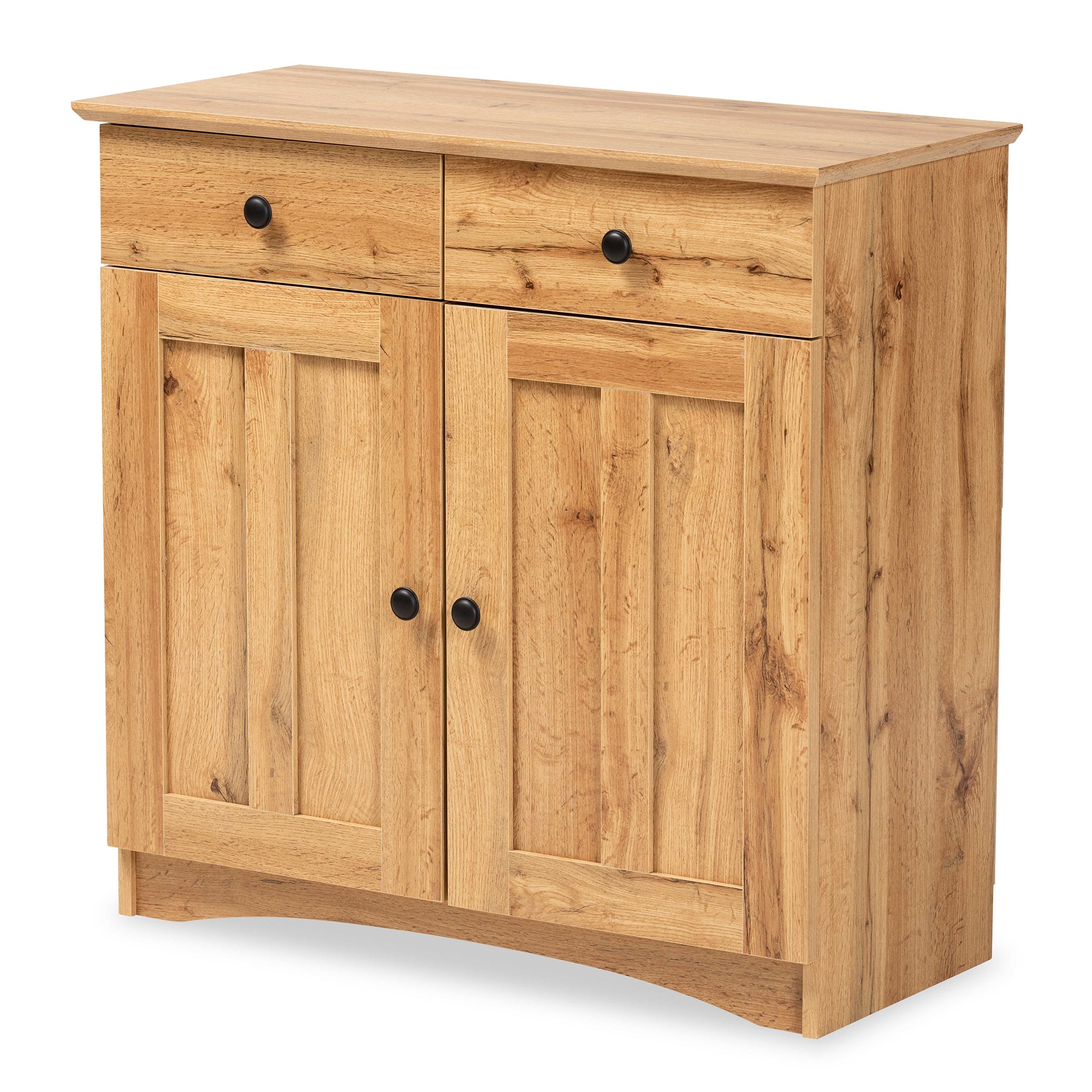 Lauren Modern and Contemporary Oak Brown Finished Wood 2-Door Buffet Kitchen Cabinet