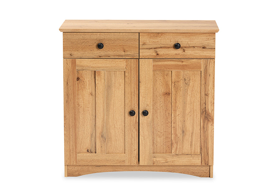 Lauren Modern and Contemporary Oak Brown Finished Wood 2-Door Buffet Kitchen Cabinet