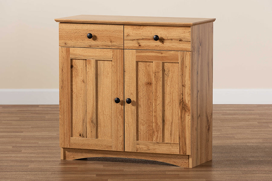 Lauren Modern and Contemporary Oak Brown Finished Wood 2-Door Buffet Kitchen Cabinet
