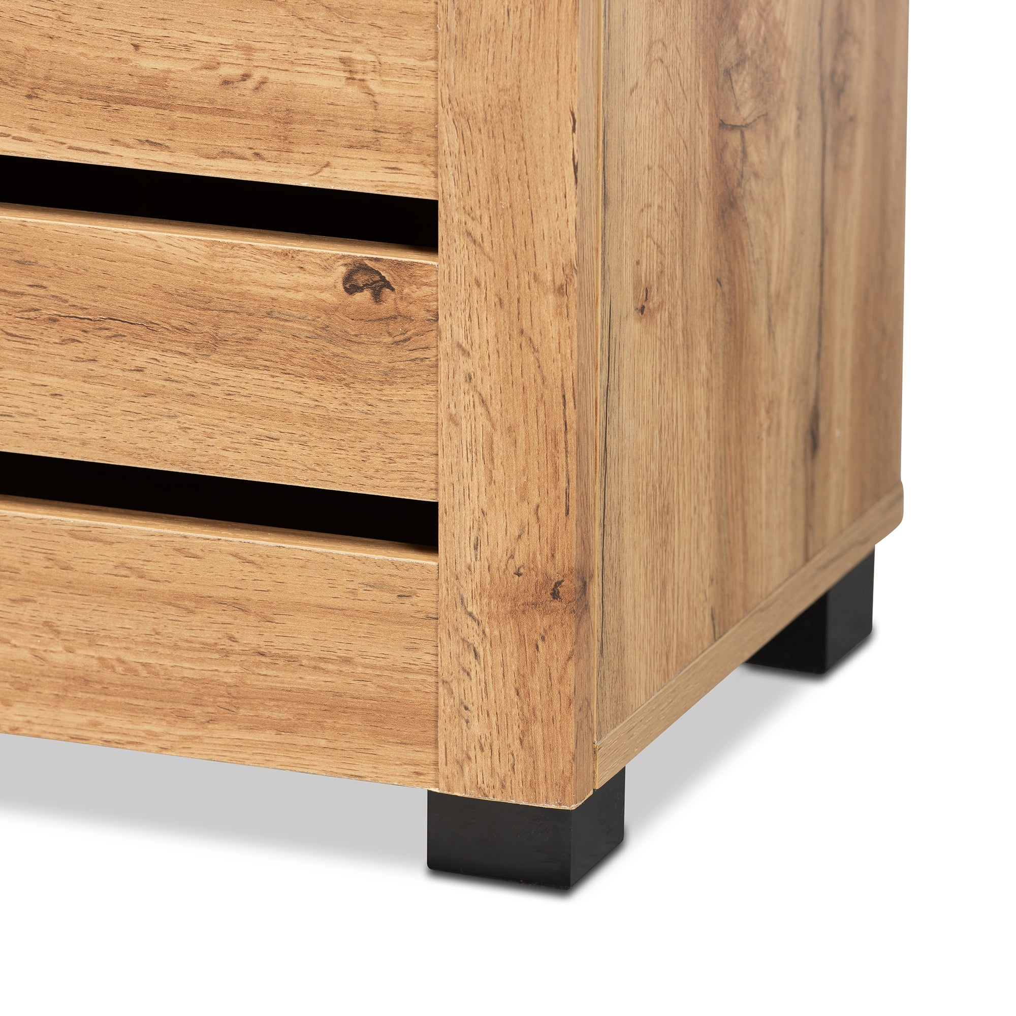 Adalwin Modern and Contemporary Oak Brown Finished Wood 2-Door Shoe Storage Cabinet