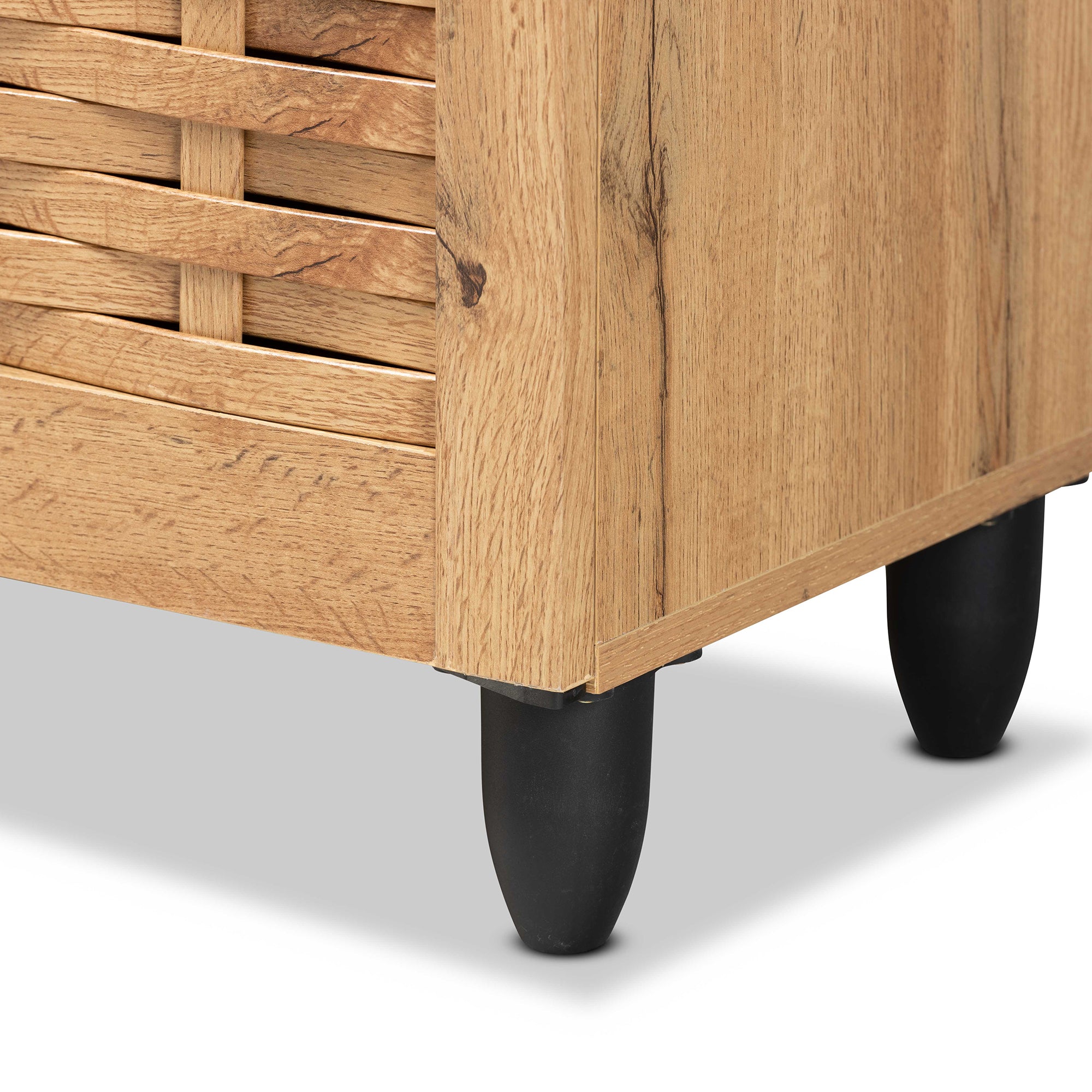 Winda Modern and Contemporary Oak Brown Finished Wood 4-Door Shoe Storage Cabinet