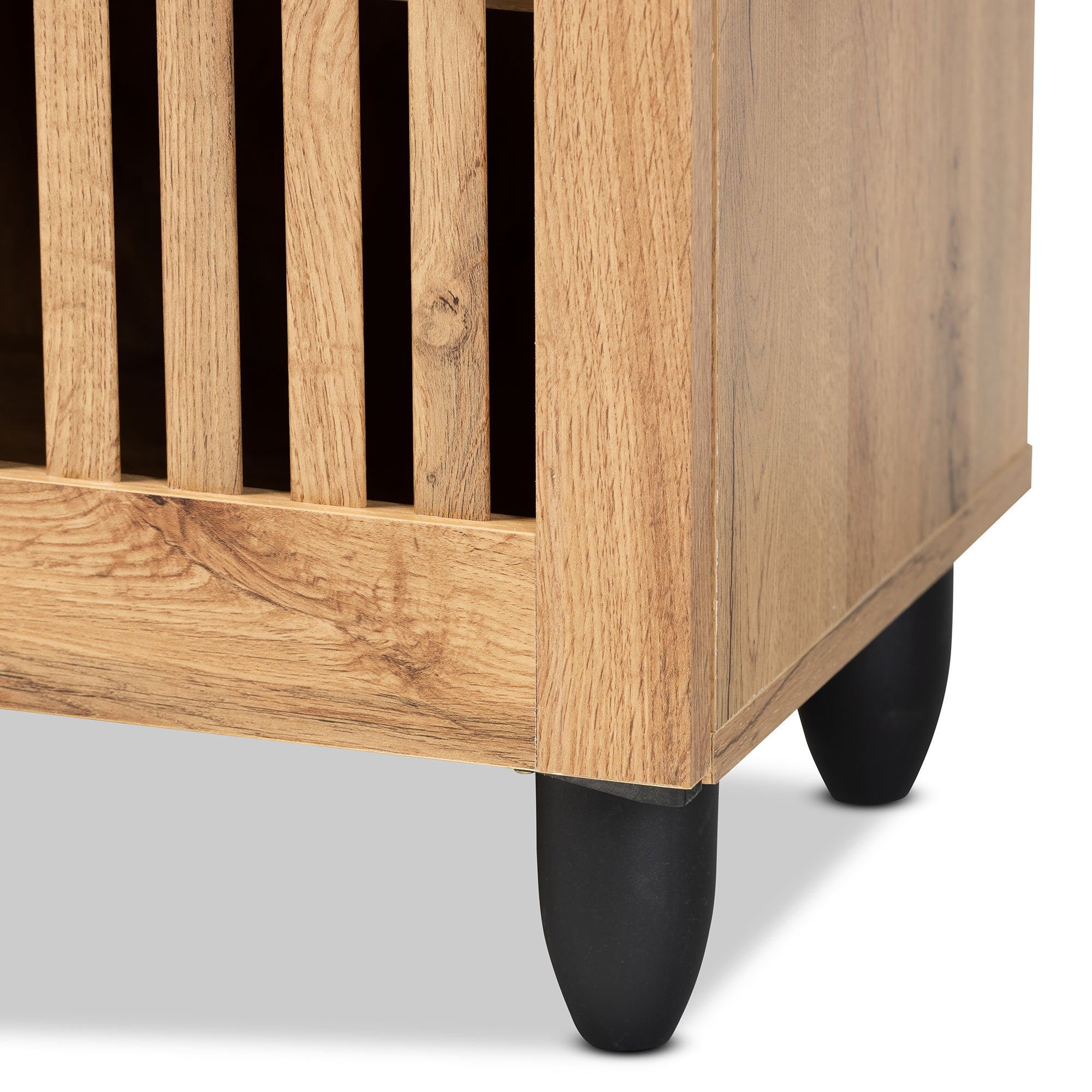 Fernanda Modern and Contemporary Oak Brown Finished Wood 3-Door Shoe Cabinet