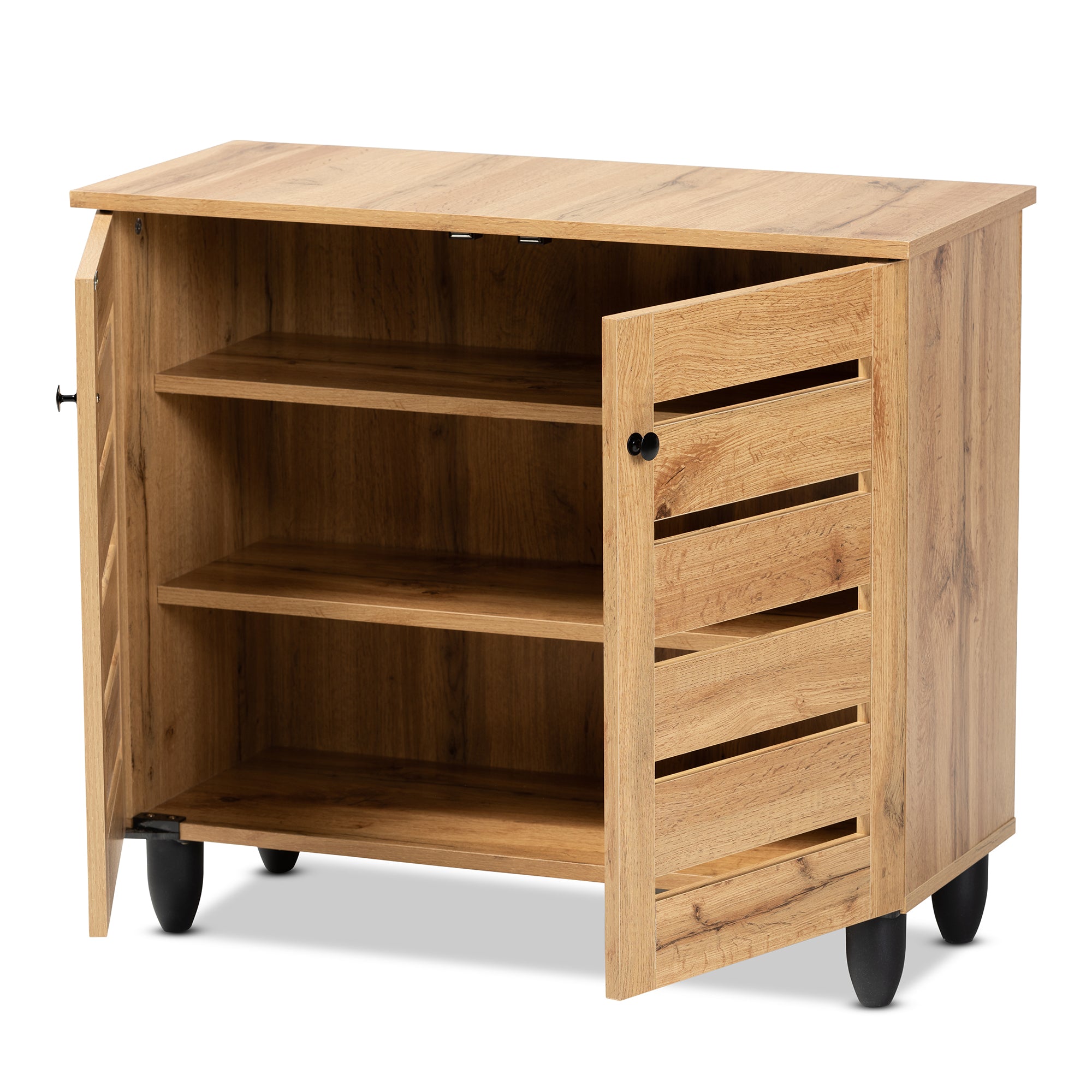 Gisela Modern and Contemporary Oak Brown Finished Wood 2-Door Shoe Storage Cabinet