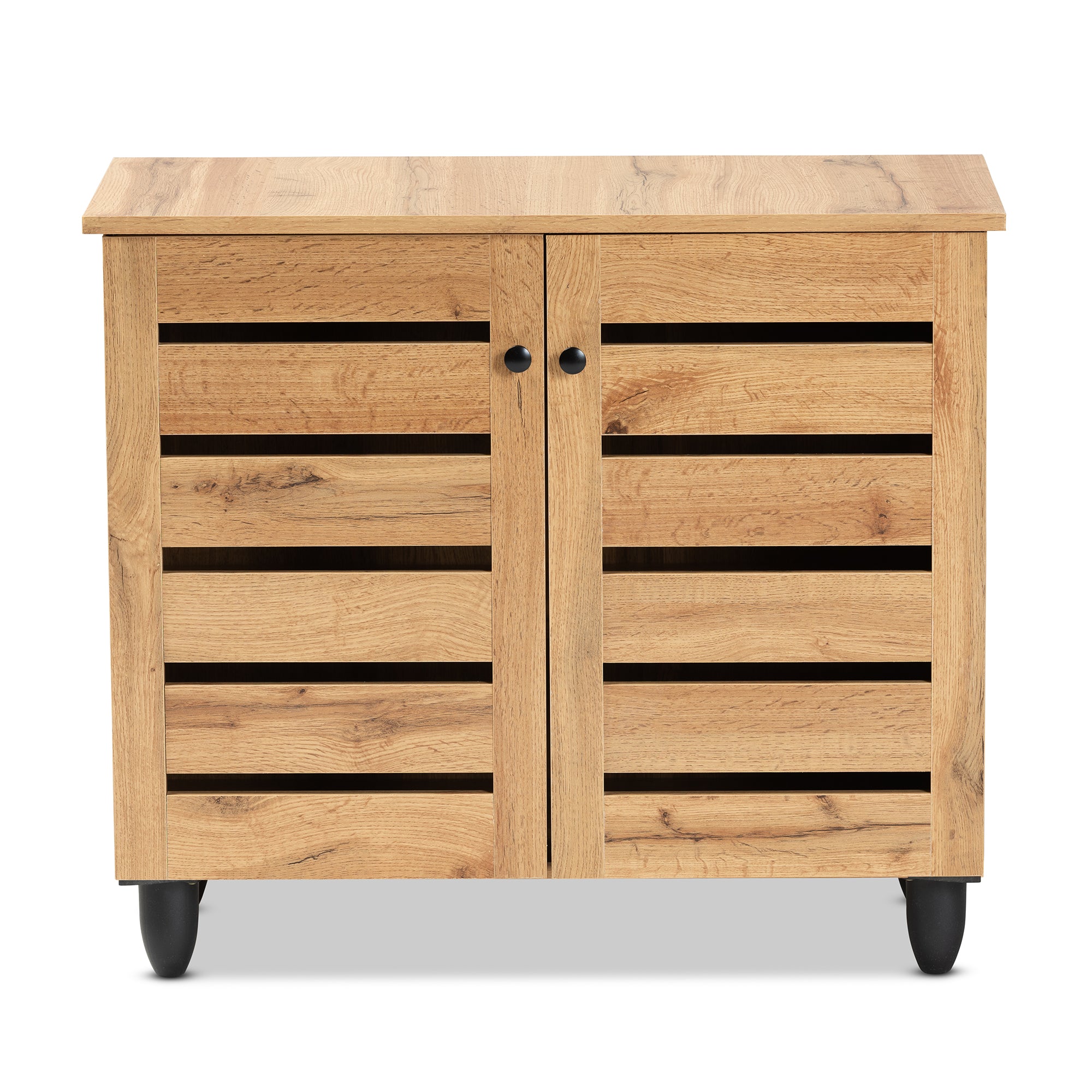Gisela Modern and Contemporary Oak Brown Finished Wood 2-Door Shoe Storage Cabinet