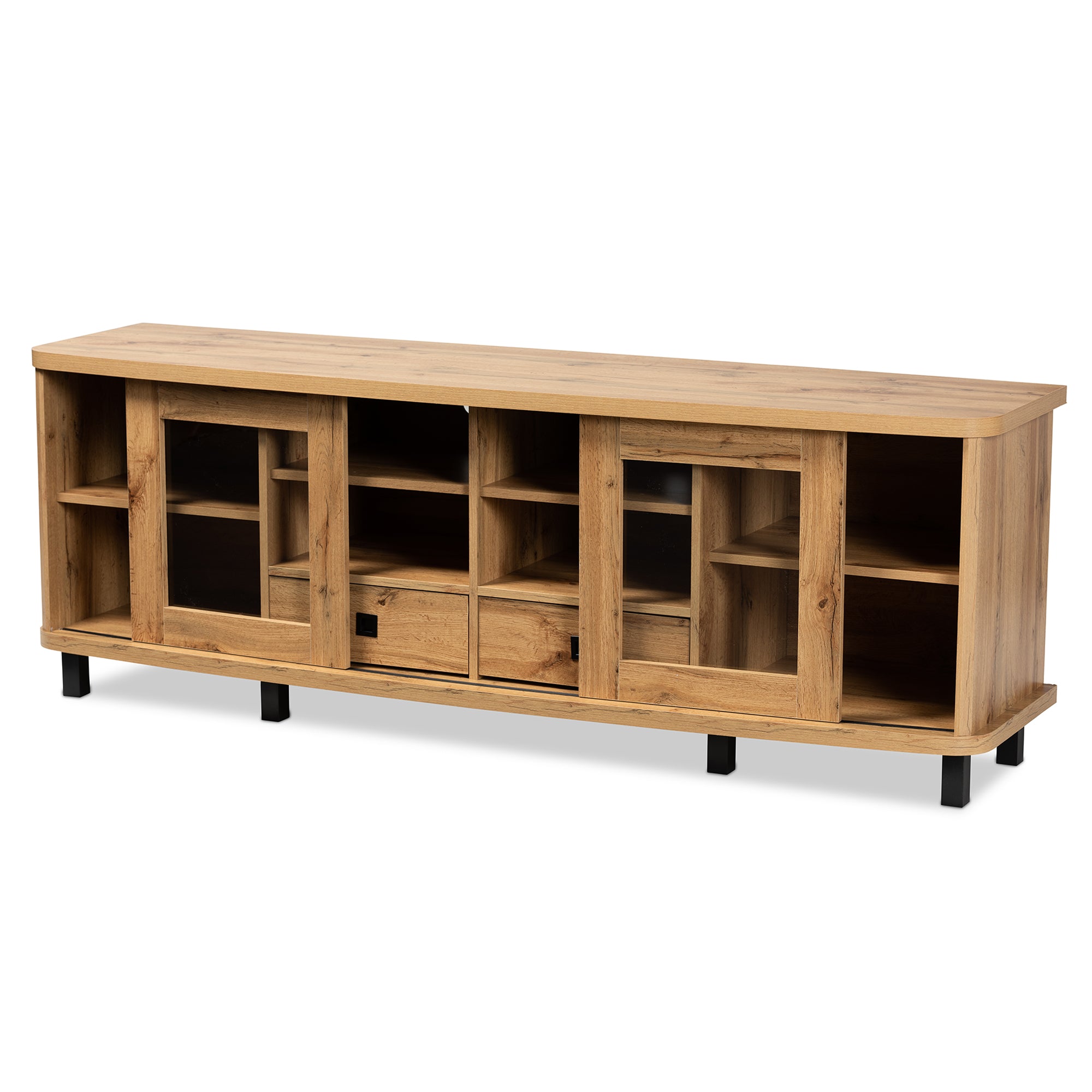 Walda Modern and Contemporary Oak Brown Finished Wood 2-Drawer TV Stand