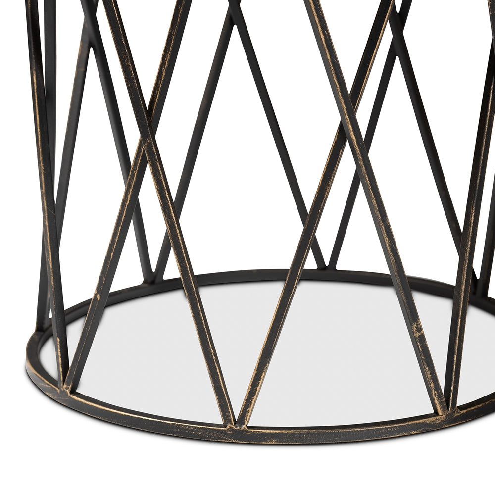 Finnick Modern Industrial Antique Black finished Metal End Table