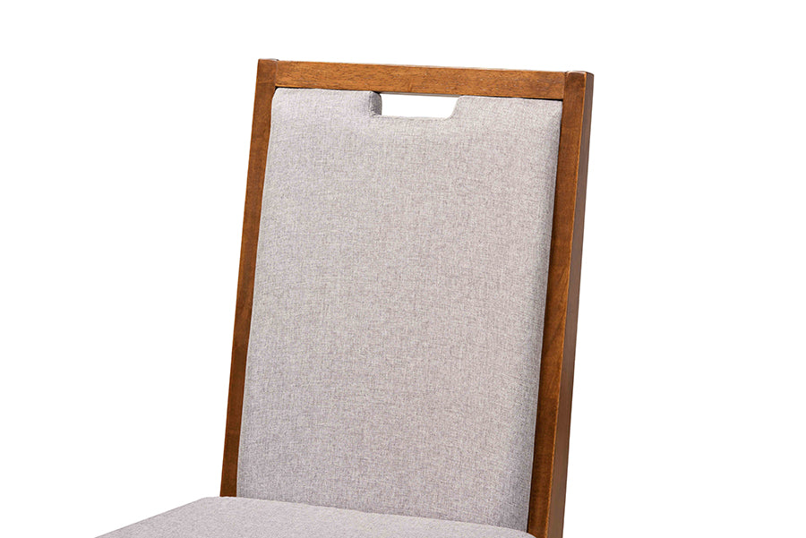 Octavia Modern and Contemporary Grey Fabric Upholstered and Walnut Brown Finished Wood 2-Piece Dining Chair Set