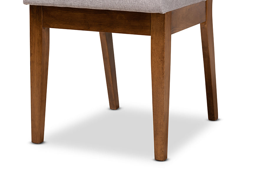 Octavia Modern and Contemporary Grey Fabric Upholstered and Walnut Brown Finished Wood 2-Piece Dining Chair Set