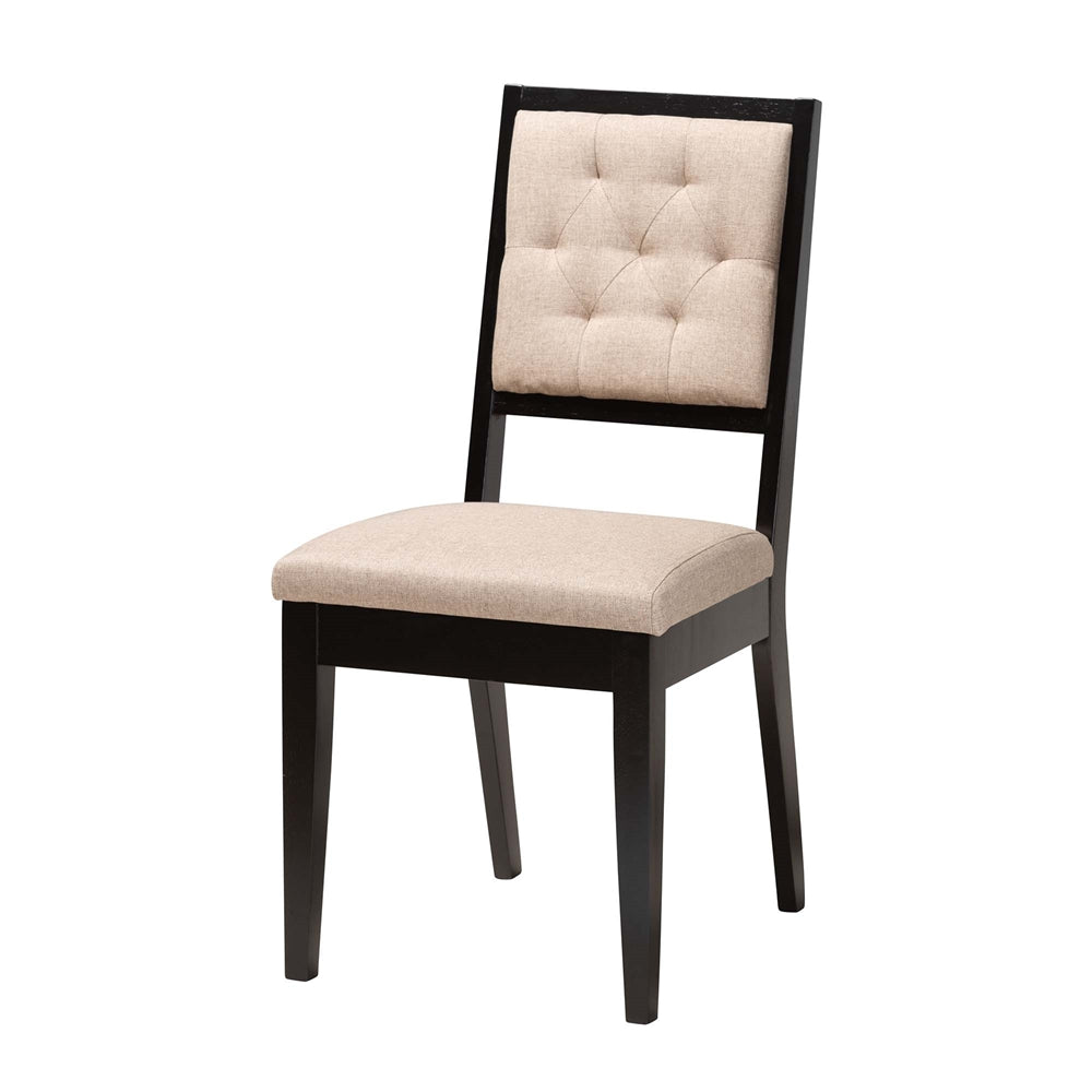 Kala Modern Beige Fabric and Dark Brown Finished Wood 5-Piece Dining Set