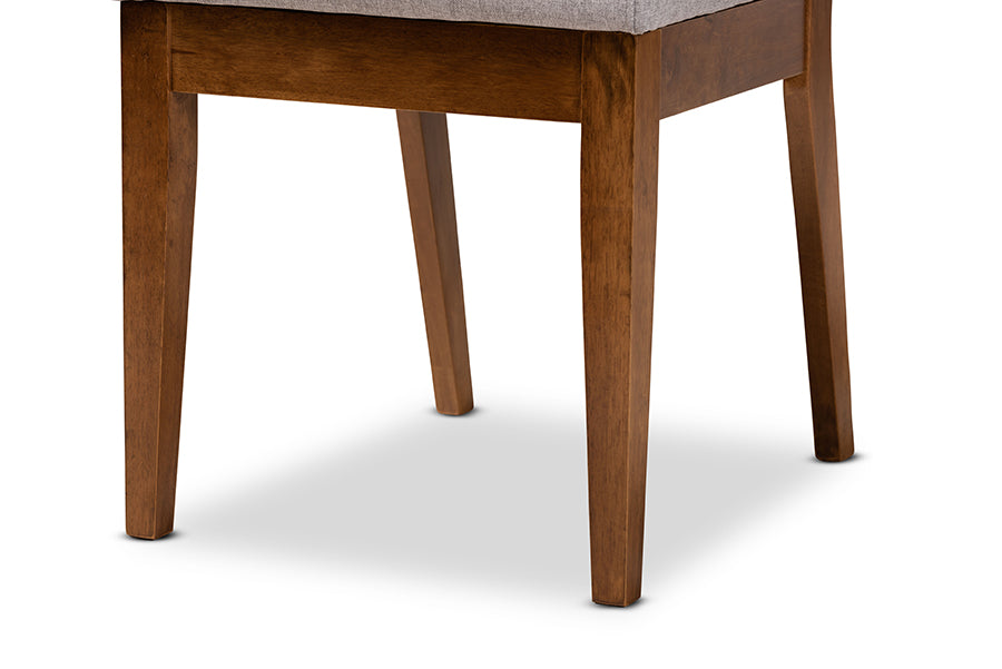 Gideon Modern and Contemporary Grey Fabric Upholstered and Walnut Brown Finished Wood 2-Piece Dining Chair Set
