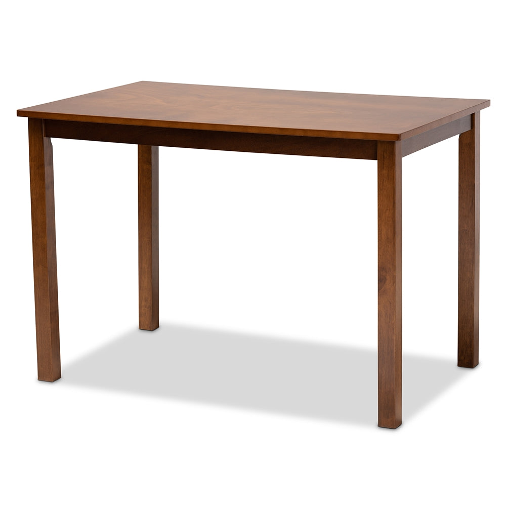 Suvi Modern and Contemporary Grey Fabric Upholstered and Walnut Brown Finished Wood 5-Piece Dining Set