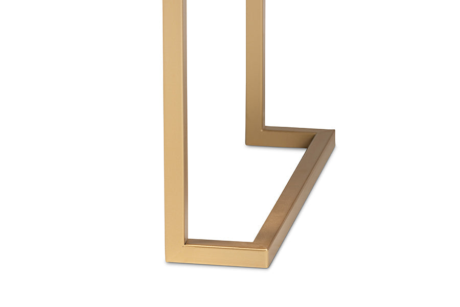 Beagan Modern and Contemporary Black Finished Wood and Gold Metal 2-Drawer Console Table