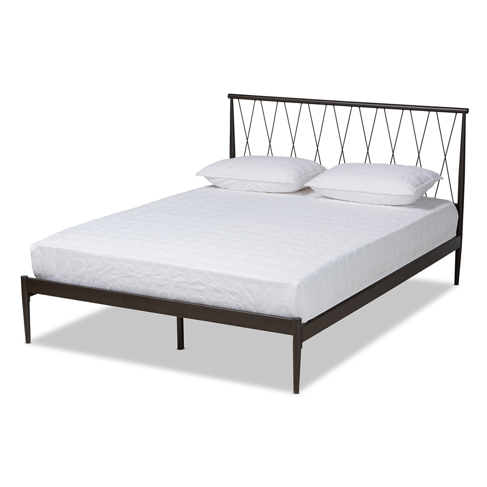 Agnew Full Size Black Metal Platform Bed – Modern Low Profile with Tapered Legs