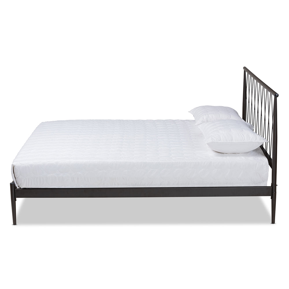 Sumner Queen Contemporary Metal Platform Bed – Crisscross Headboard