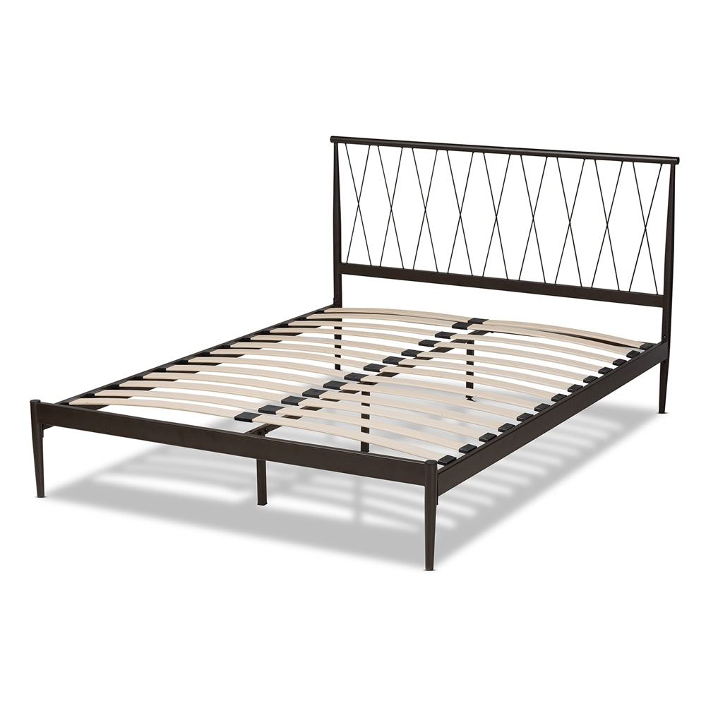Agnew Full Size Black Metal Platform Bed – Modern Low Profile with Tapered Legs