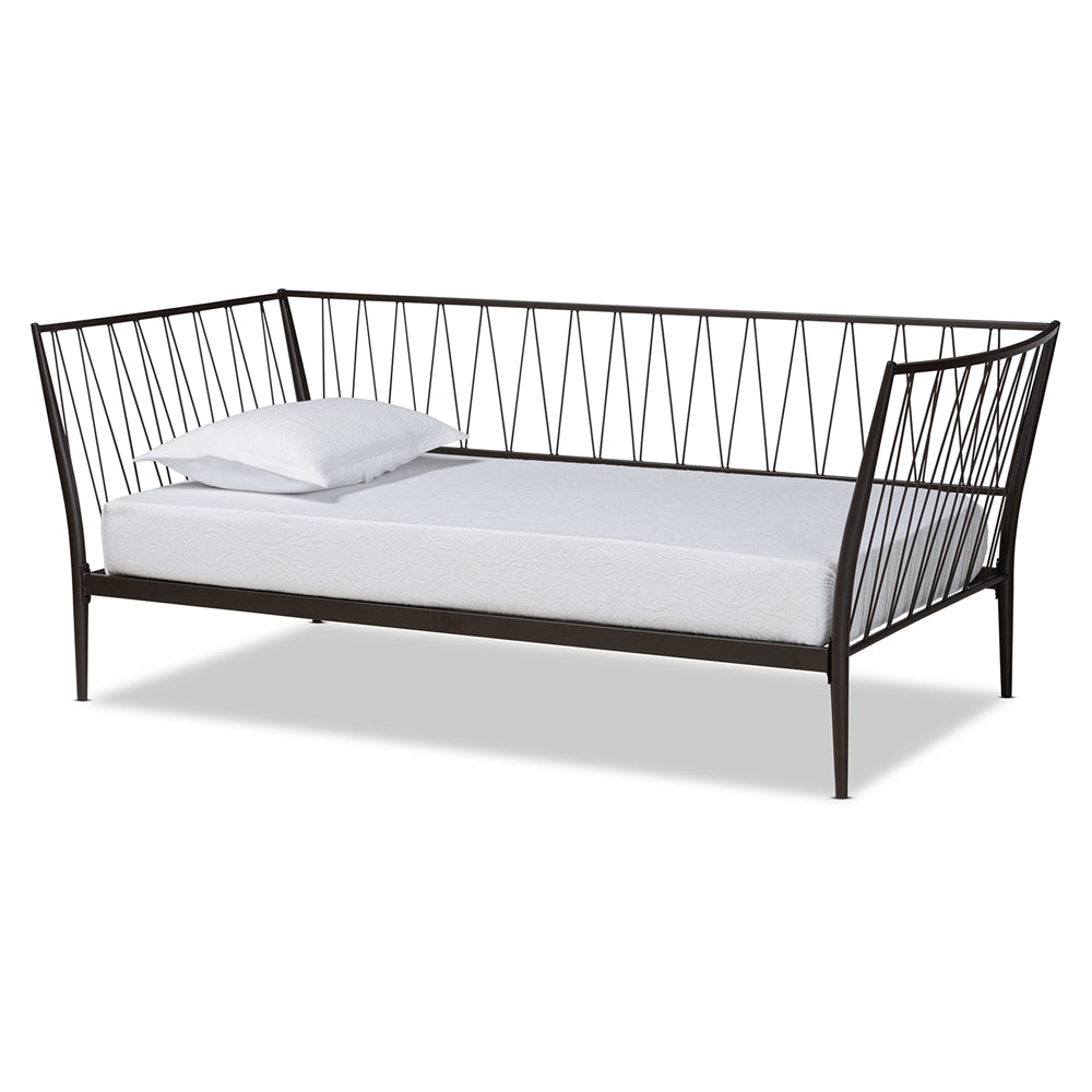 Destino Twin Size Black Metal Daybed – Contemporary Platform with No Box Spring Needed