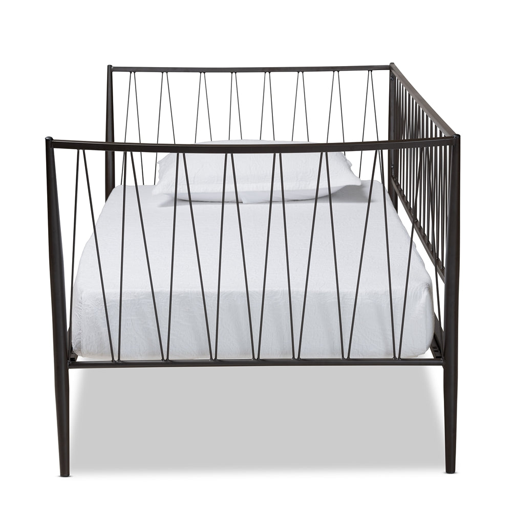 Destino Twin Size Black Metal Daybed – Contemporary Platform with No Box Spring Needed