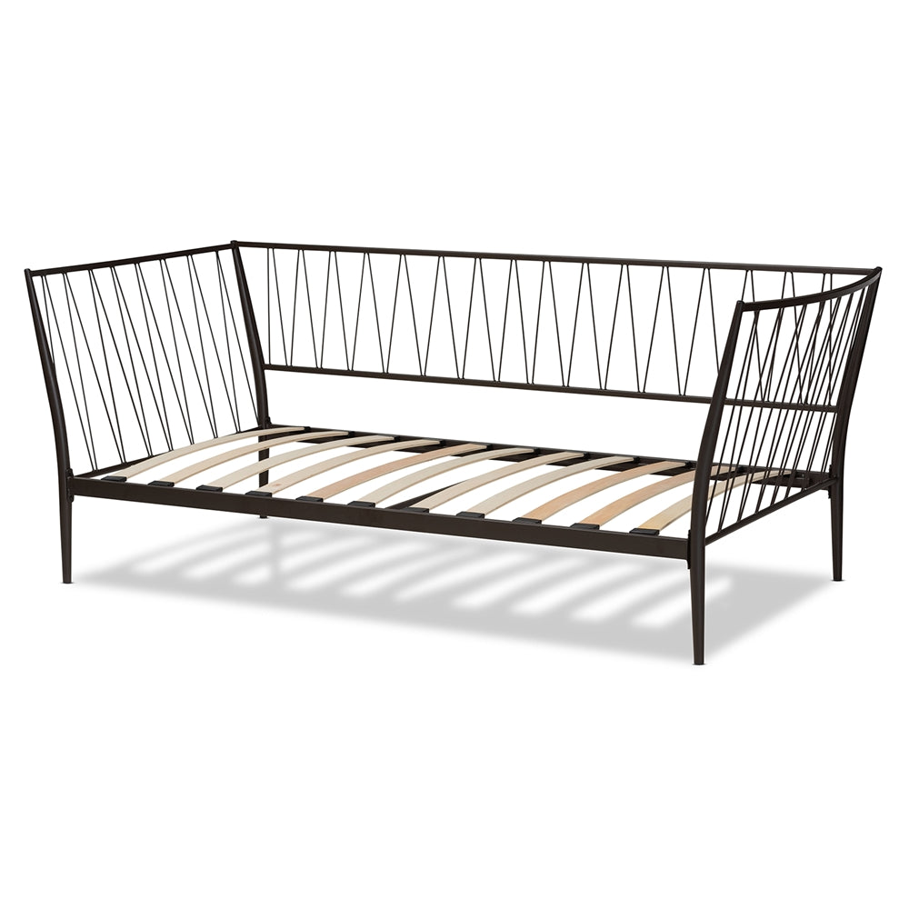 Destino Twin Size Black Metal Daybed – Contemporary Platform with No Box Spring Needed