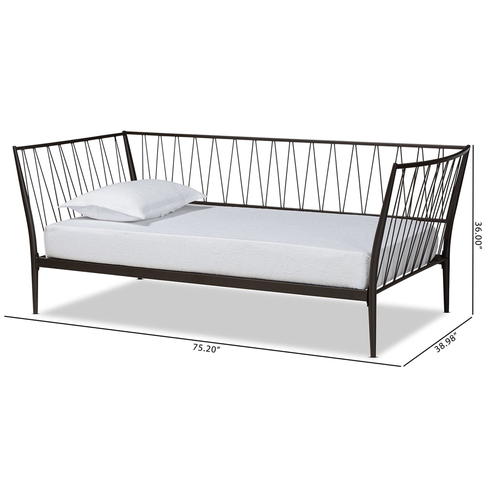 Destino Twin Size Black Metal Daybed – Contemporary Platform with No Box Spring Needed