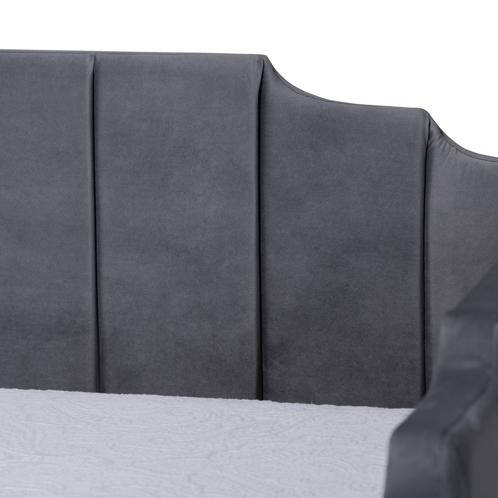 Ryan Full Size Grey Velvet Storage Daybed – Modern Channel-Tufted Design