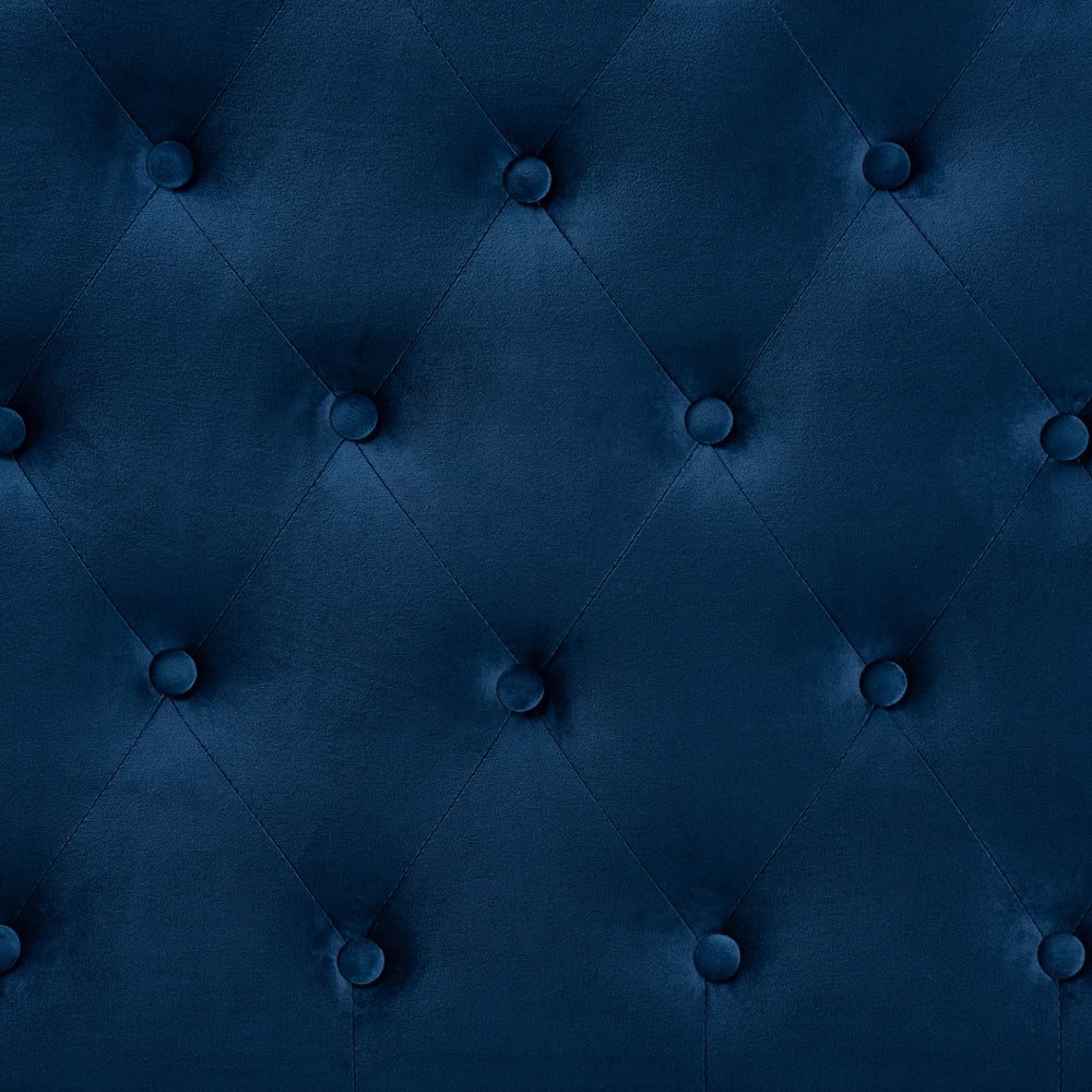 Clovis Modern and Contemporary Navy Blue Velvet Fabric Upholstered Queen Size Headboard
