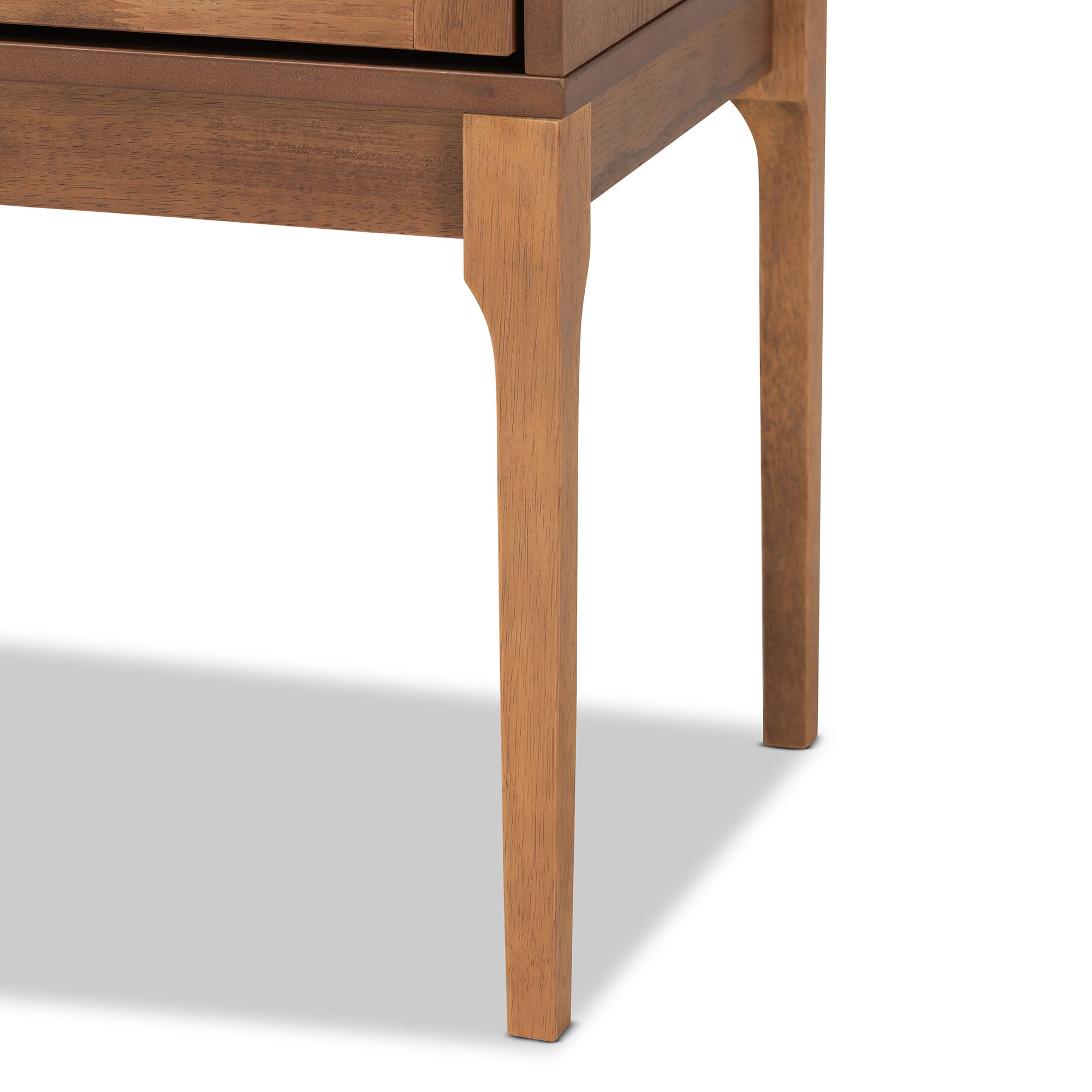 Ramiel Mid-Century Modern Ash Walnut Finished Wood and Rattan 1-Drawer Nightstand
