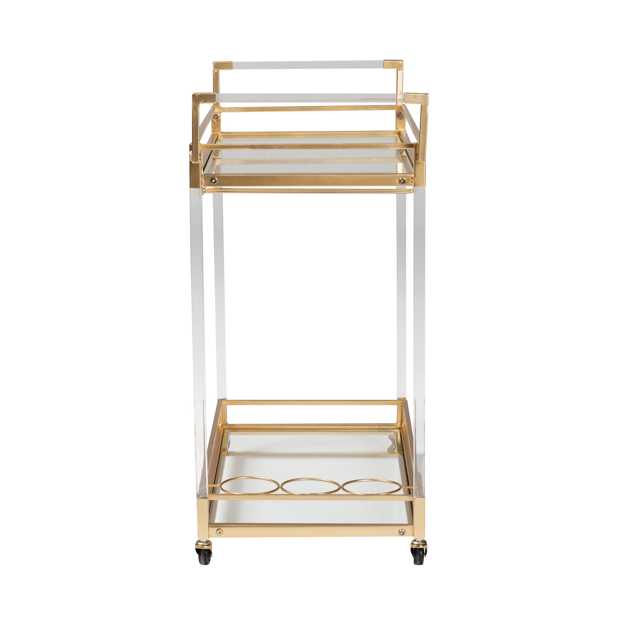 Savannah Contemporary and Gold Metal and Glass Wine Cart