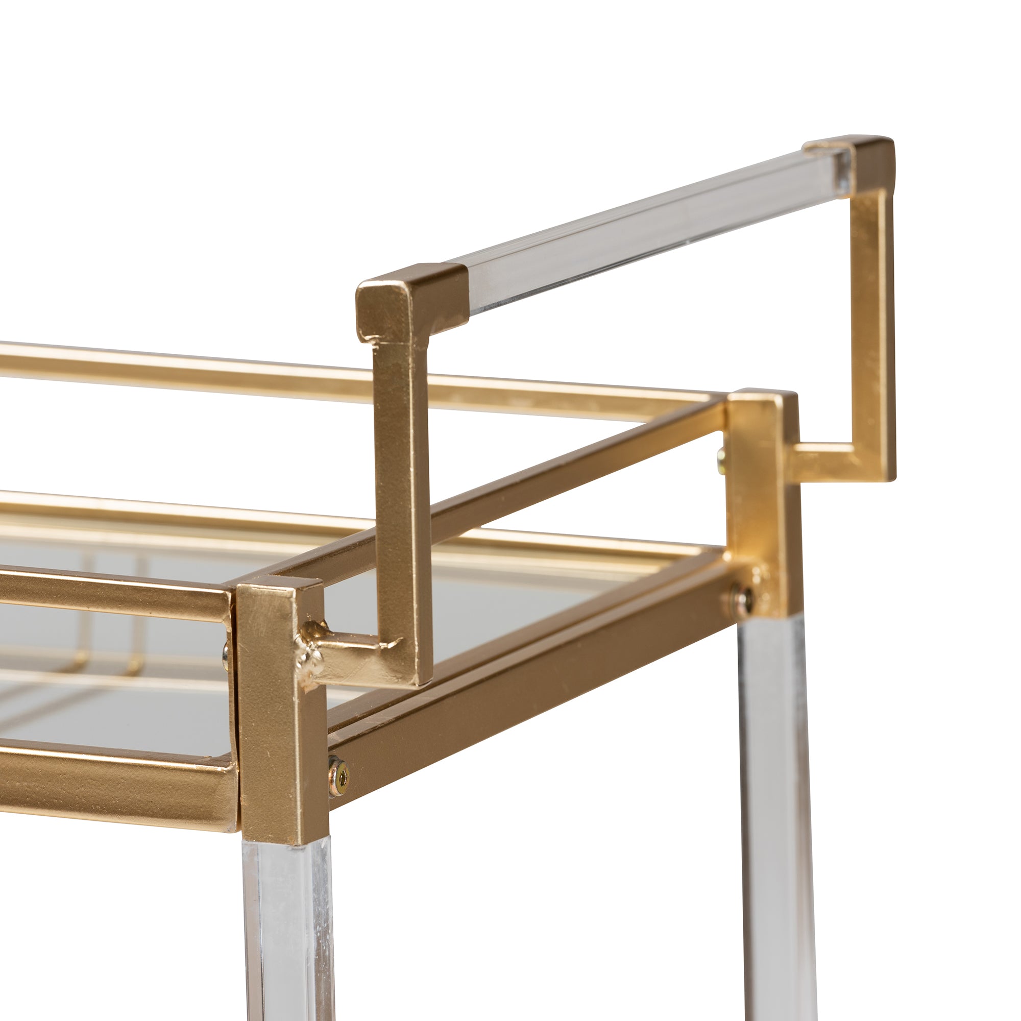 Savannah Contemporary and Gold Metal and Glass Wine Cart