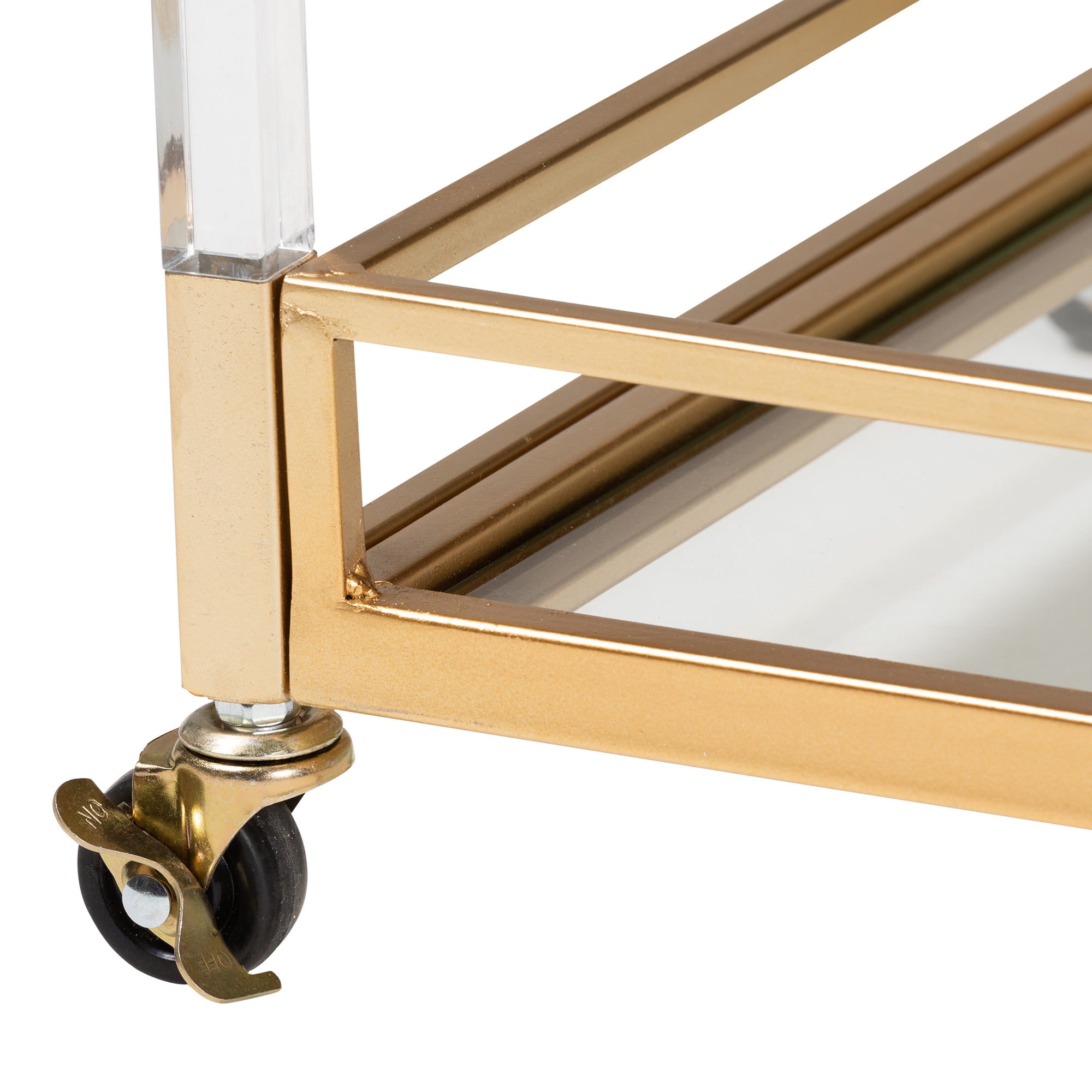 Savannah Contemporary and Gold Metal and Glass Wine Cart