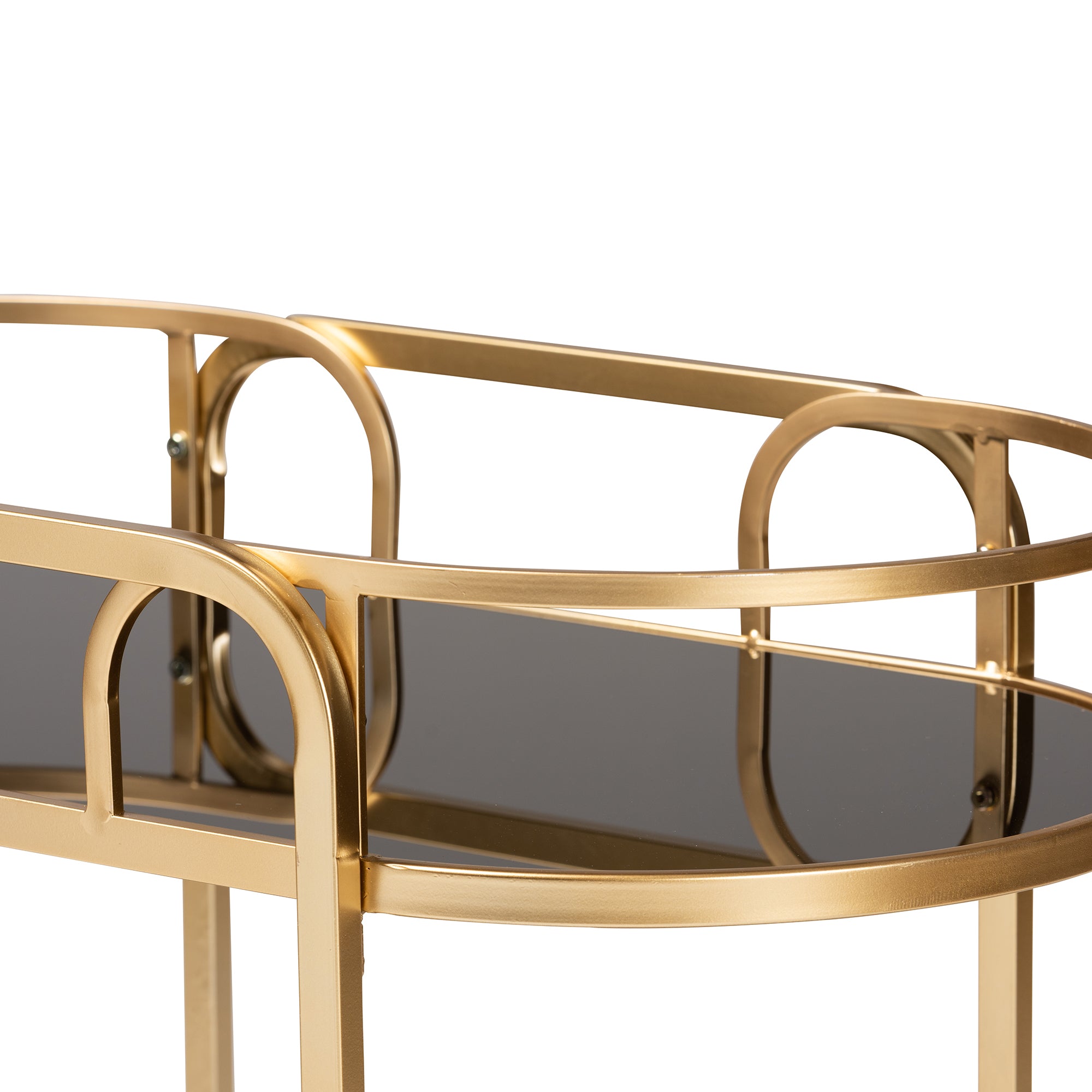 Leighton Contemporary and Gold Metal and Tempered Glass 2-Tier Wine Cart