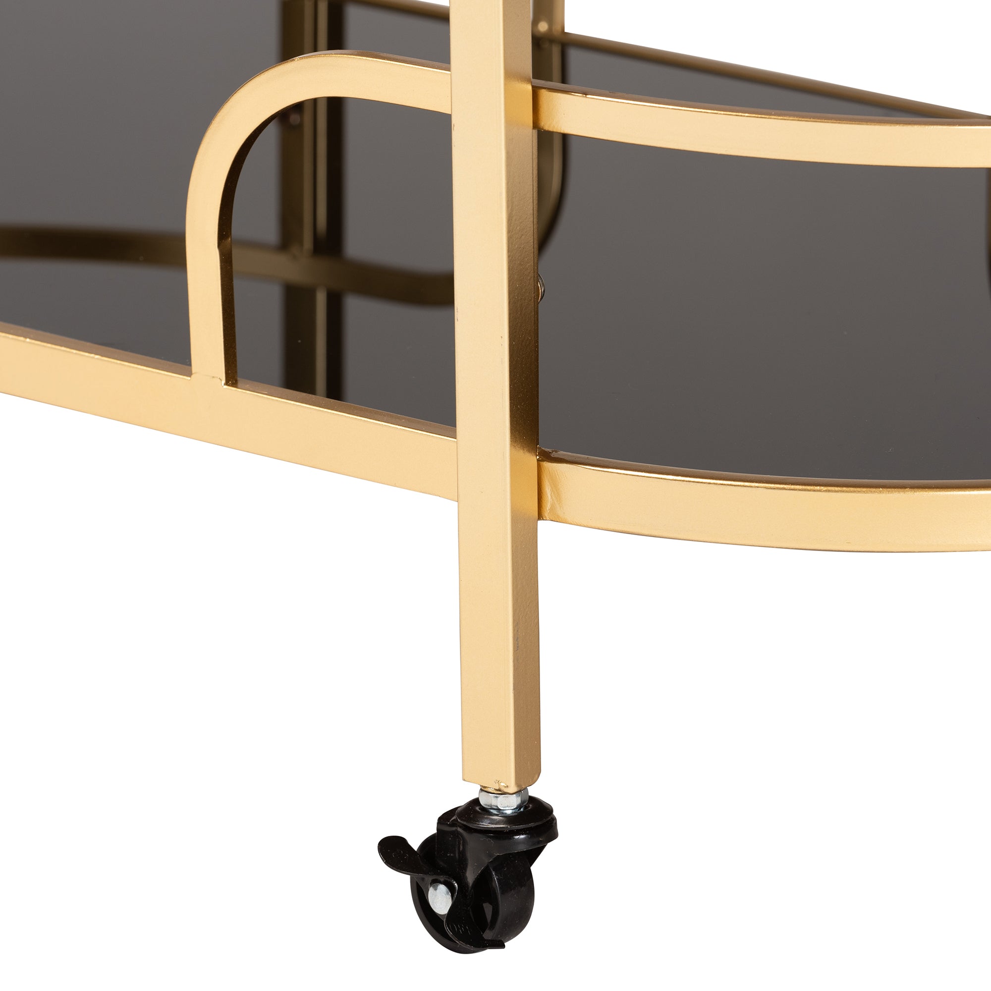Leighton Contemporary and Gold Metal and Tempered Glass 2-Tier Wine Cart