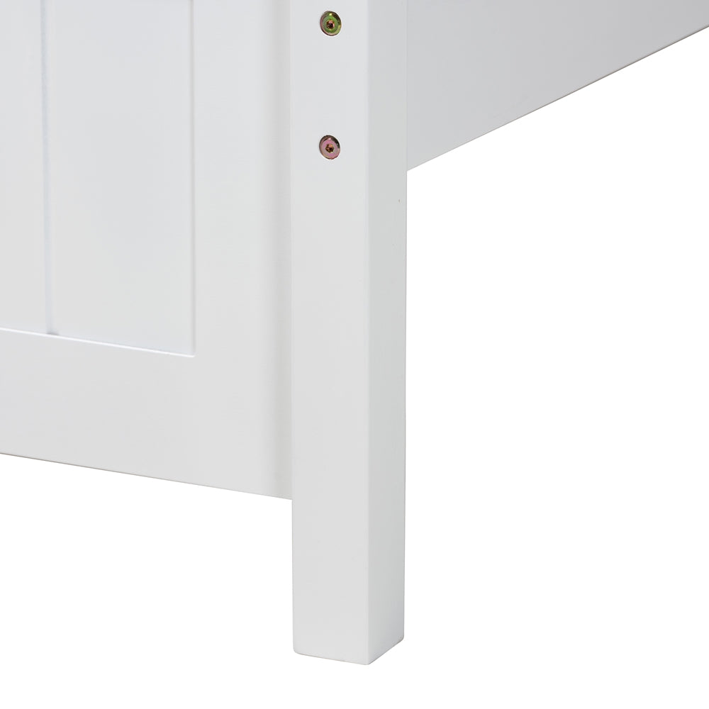 Joey White Wood Full Size Platform Bed - Classic Traditional Rubberwood Frame