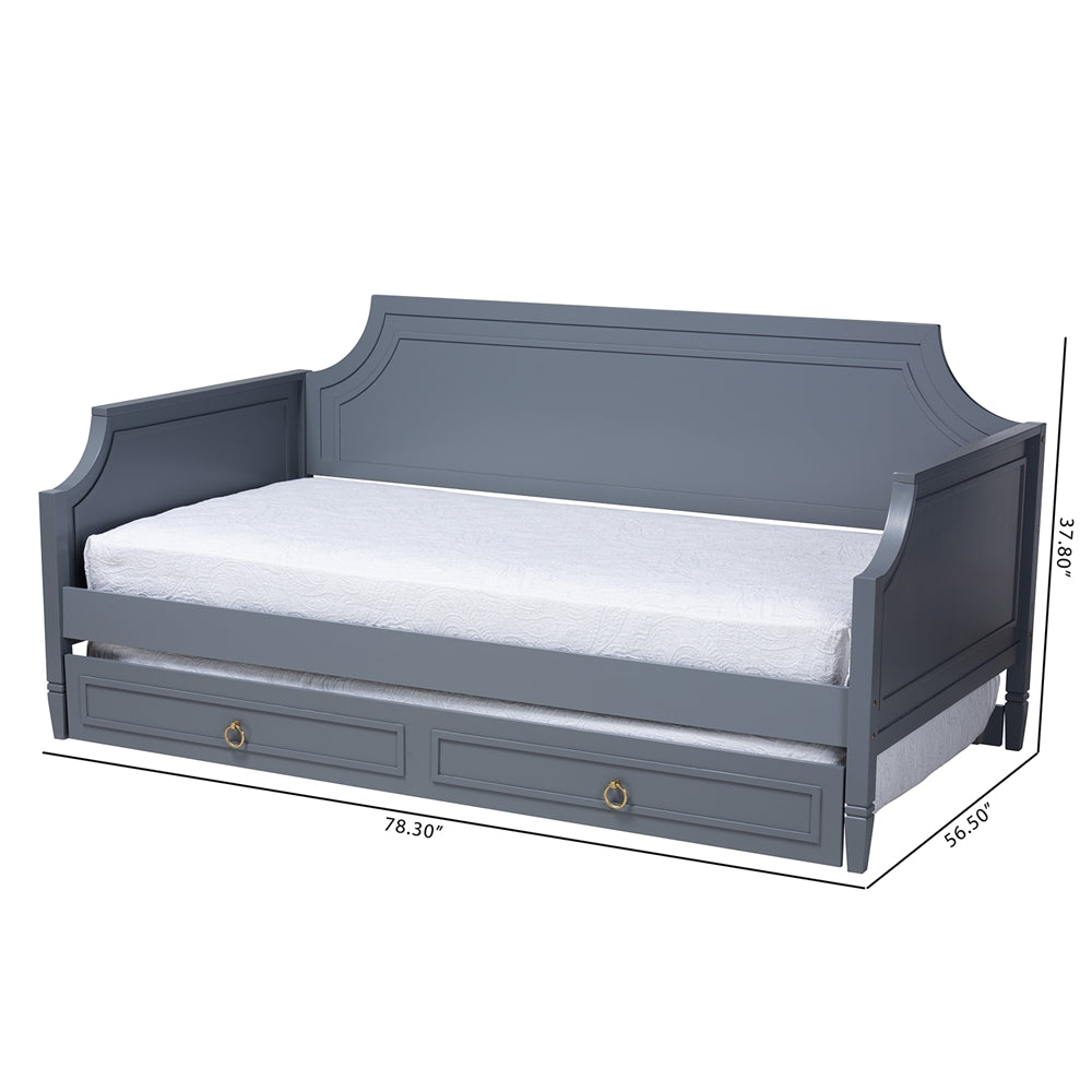 Mariana Classic And Traditional Grey Finished Wood Full Size Daybed With Twin Size Trundle