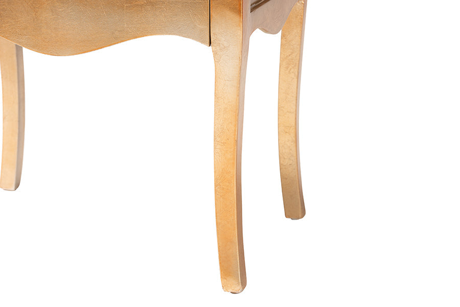 Patrice Classic and Traditional Gold Finished Wood 2-Drawer End Table