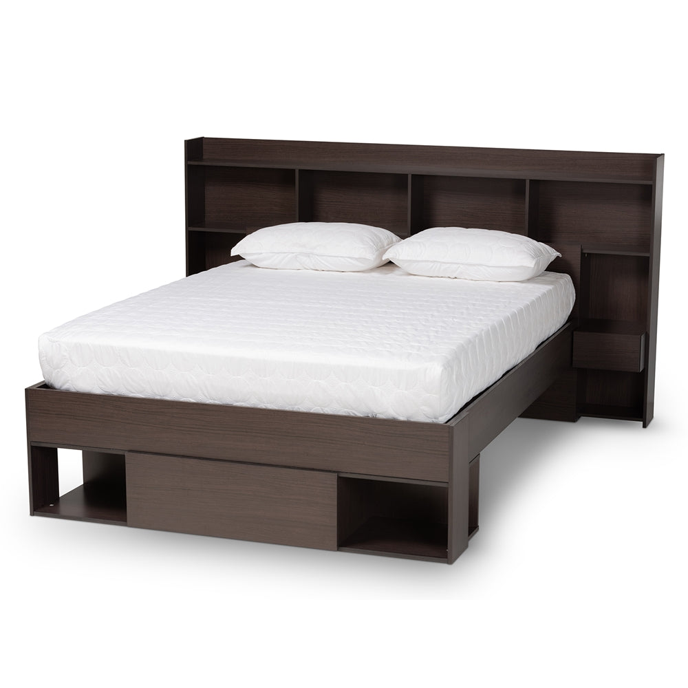 Dexton Dark Brown Finished Wood Queen Size Platform Storage Bed